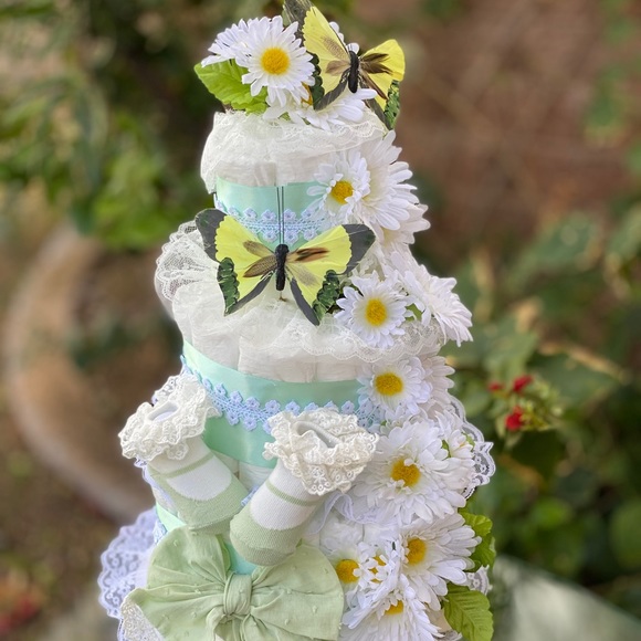 Easter Diaper Cake, Flowers Diaper Cake